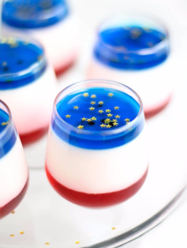 Best Fourth of July Food and Drink Ideas - Patriotic Panna Cotta Shooters - BBQ on the 4th with these Desserts, Recipes and Ideas for Healthy Appetizers, Party Trays, Easy Meals for a Crowd and Fun Drink Ideas 