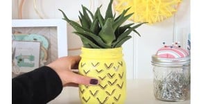 Cutest Mason Jar Planter…Looks just like a Pineapple!!!