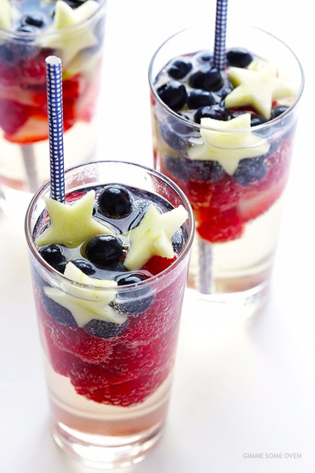 Best Fourth of July Food and Drink Ideas - Sparkling Red White And Blue Sangria - BBQ on the 4th with these Desserts, Recipes and Ideas for Healthy Appetizers, Party Trays, Easy Meals for a Crowd and Fun Drink Ideas 