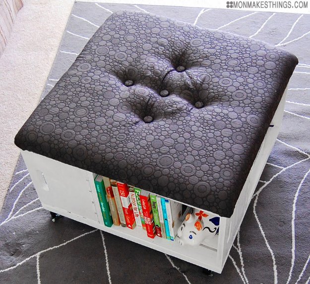 DIY Renters Decor Ideas - Storage Ottoman DIY - Cool DIY Projects for Those Renting Aparments, Condos or Dorm Rooms - Easy Temporary Wall Art, Contact Paper, Washi Tape and Shelves to Make at Home #diyhomedecor #diyideas
