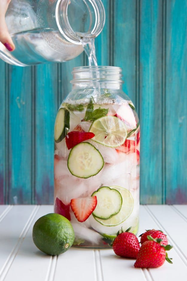 DIY Detox Recipes, Ideas and Tips - Strawberry Lime Cucumber Infused Mint Water - How to Detox Your Body, Brain and Skin for Health and Weight Loss. Detox Drinks, Waters, Teas, Wraps, Soup, Masks and Skincare Products You Can Make At Home 