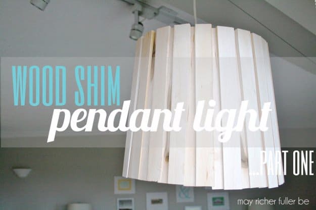 DIY Living Room Decor Ideas - Wood Shim Pendant Light - Cool Modern, Rustic and Creative Home Decor - Coffee Tables, Wall Art, Rugs, Pillows and Chairs. Step by Step Tutorials and Instructions 