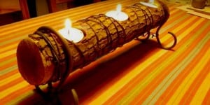DIY Romantic Log Candle Holder