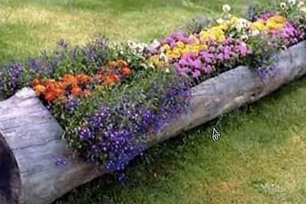 Log Planter DIY = Outdoor Ideas for The Garden