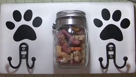 DIY Dog Station Holds Leash and Mason Jar Treats | DIY Joy Projects and Crafts Ideas