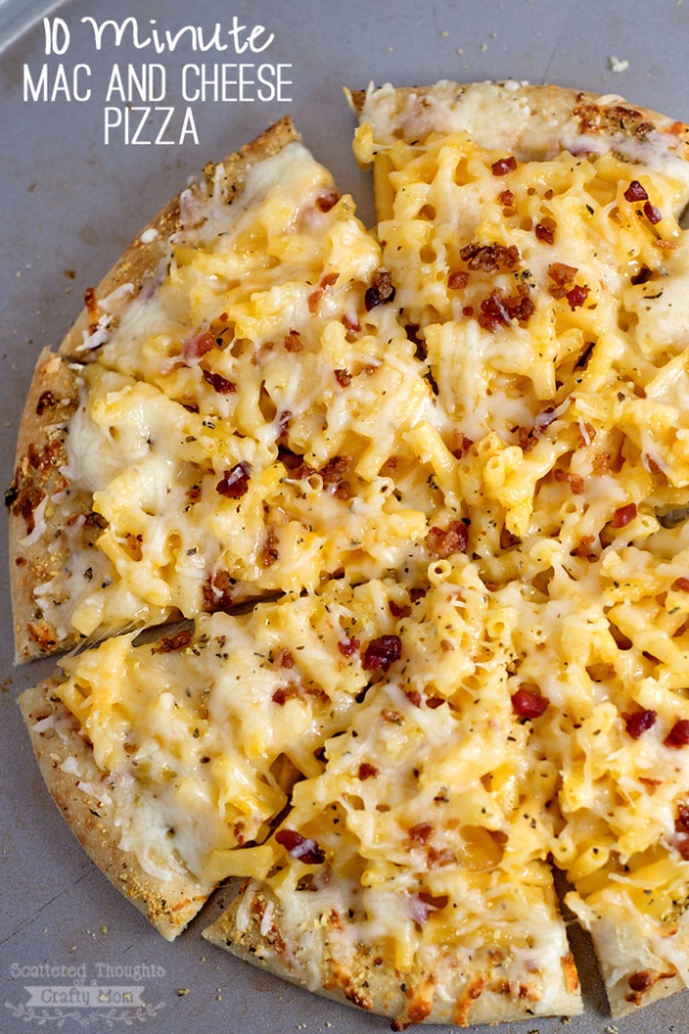 Easy Snack Recipes - Quick Last Minute Party Foods - 10 Minute Mac And Cheese Pizza - Easy Appetizers, Simple Snacks, Ideas for 4th of July Parties, Cookouts and BBQ With Friends. Quick and Cheap Food Ideas for a Crowd#appetizers #recipes #party