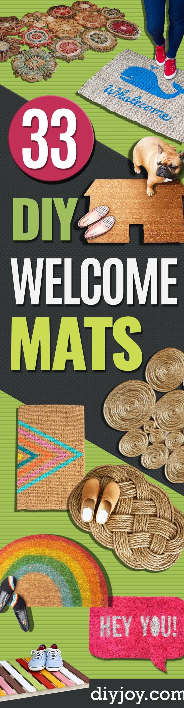 DIY Welcome Mats - Greet Guests in Style with These Easy and Cheap Home Decor Ideas for Your Entry. Doormat Tutorials for Creative Ways to Cover Your Floors and Front Door 