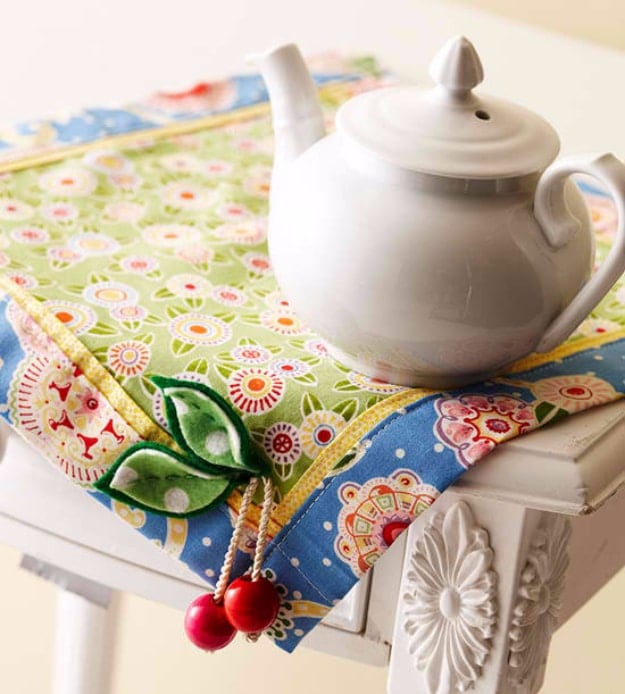  Sewing Crafts To Make and Sell - Cherry Table Mat - Easy DIY Sewing Ideas To Make and Sell for Your Craft Business. Make Money with these Simple Gift Ideas, Free Patterns, Products from Fabric Scraps, Cute Kids Tutorials #sewing #crafts