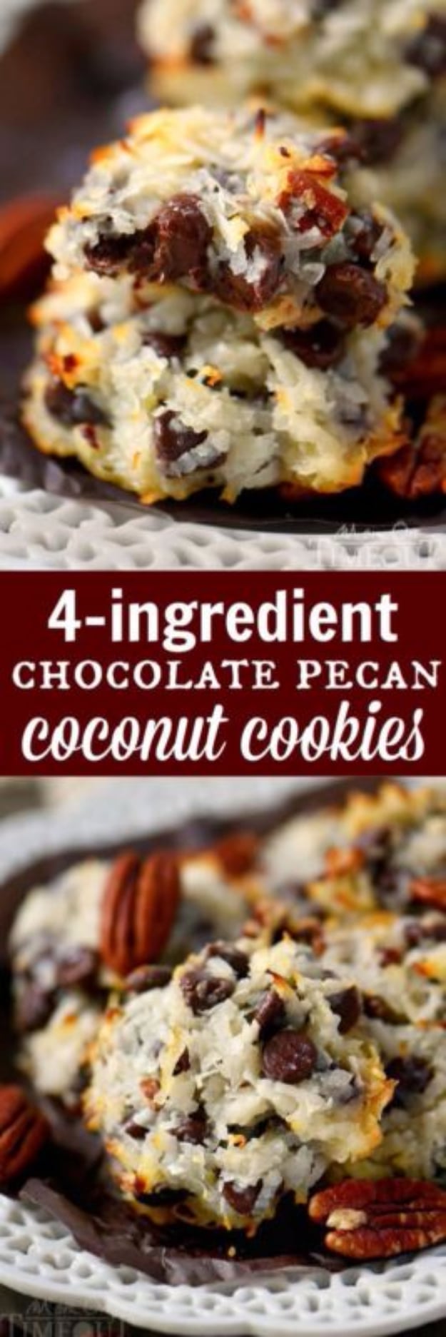 Last Minute Dessert Recipes and Ideas - Chocolate Pecan Coconut Cookies - Healthy and Easy Ideas for No Bake Recipe Foods, Chocolate, Peanut Butter. Best Simple Ideas for Summer, For A Crowd and for Parties 