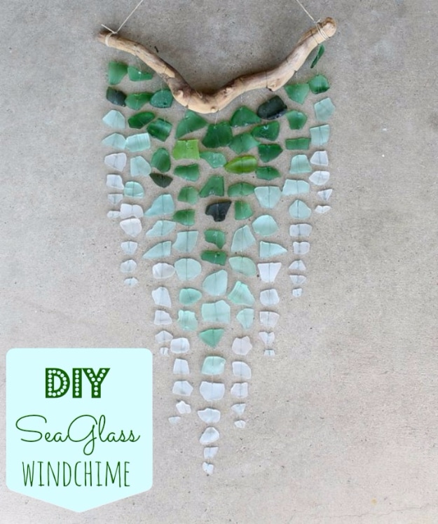 DIY Wind Chimes - Coastal DIY Ombre Seaglass Wind Chime - Easy, Creative and Cool Windchimes Made from Wooden Beads, Pipes, Rustic Boho and Repurposed Items, Silverware, Seashells and More. Step by Step Tutorials and Instructions #windchimes #diygifts #diyideas #crafts