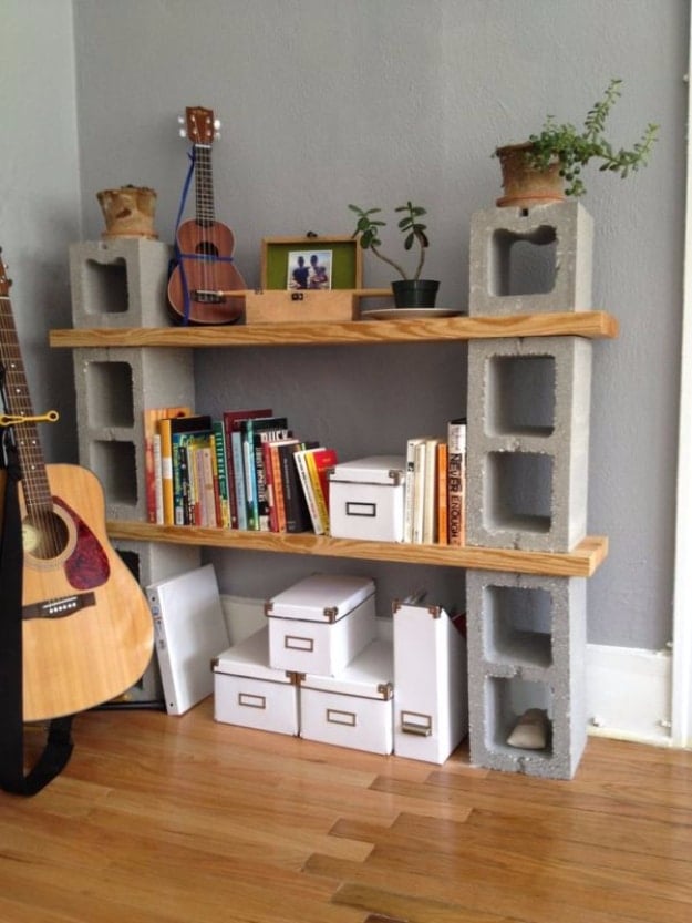 DIY Shelves and Do It Yourself Shelving Ideas - Concrete Shelves - Easy Step by Step Shelf Projects for Bedroom, Bathroom, Closet, Wall, Kitchen and Apartment. Floating Units, Rustic Pallet Looks and Simple Storage Plans #diy #diydecor #homeimprovement #shelves