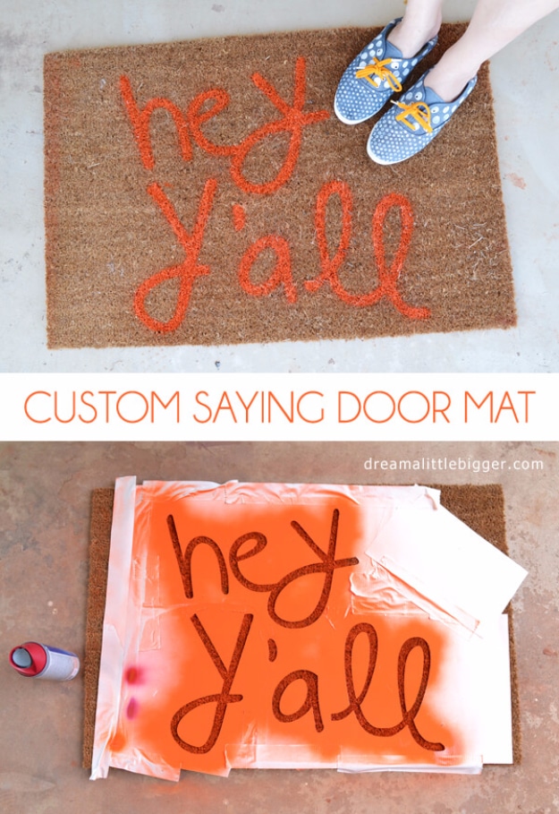 DIY Welcome Mats - Custom Text Door Mat - Greet Guests in Style with These Easy and Cheap Home Decor Ideas for Your Entry. Doormat Tutorials for Creative Ways to Cover Your Floors and Front Door 