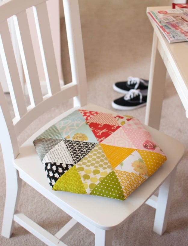  Sewing Crafts To Make and Sell - Cute Triangle Chair Cushion - Easy DIY Sewing Ideas To Make and Sell for Your Craft Business. Make Money with these Simple Gift Ideas, Free Patterns, Products from Fabric Scraps, Cute Kids Tutorials #sewing #crafts