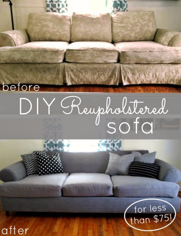 DIY Sofas and Couches - DIY Couch Reupholster With a Painter's Drop Cloth - Easy and Creative Furniture and Home Decor Ideas - Make Your Own Sofa or Couch on A Budget - Makeover Your Current Couch With Slipcovers, Painting and More. Step by Step Tutorials and Instructions #diy #furniture