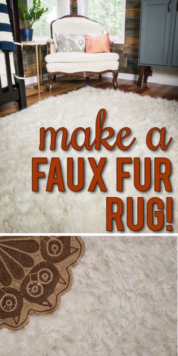 Easy DIY Rugs and Handmade Rug Making Project Ideas - DIY Faux Fur Rug - Simple Home Decor for Your Floors, Fabric, Area, Painting Ideas, Rag Rugs, No Sew, Dropcloth and Braided Rug Tutorials http://diyjoy.com/diy-rugs-ideas