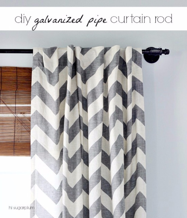  DIY Farmhouse Style Decor Ideas - DIY Galvanized Pipe Curtain Rod - Creative Rustic Ideas for Cool Furniture, Paint Colors, Farm House Decoration for Living Room, Kitchen and Bedroom #diy #diydecor #farmhouse #countrycrafts