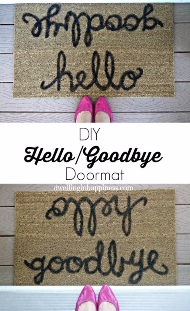DIY Welcome Mats - DIY Hello Goodbye Doormat - Greet Guests in Style with These Easy and Cheap Home Decor Ideas for Your Entry. Doormat Tutorials for Creative Ways to Cover Your Floors and Front Door 