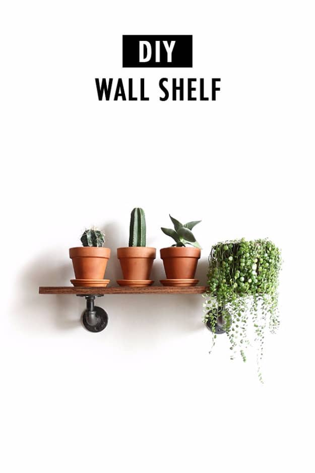 DIY Ideas for Your Entry - DIY Industrial Wall Shelves - Cool and Creative Home Decor or Entryway and Hall. Modern, Rustic and Classic Decor on a Budget. Impress House Guests and Fall in Love With These DIY Furniture and Wall Art Ideas #diydecor #diyhomedecor