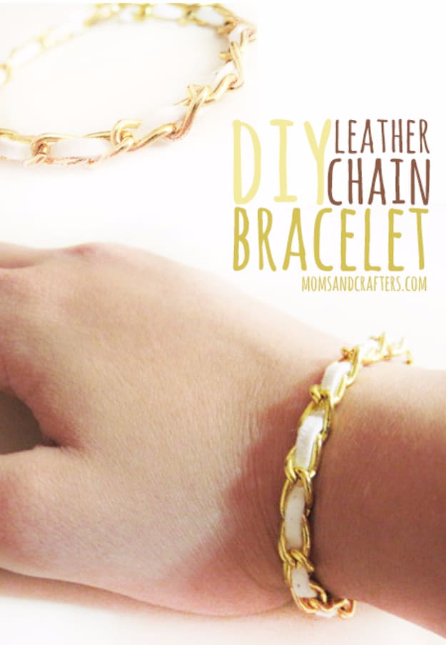 DIY Projects to Make and Sell on Etsy - DIY Leather Chain Bracelet - Learn How To Make Money on Etsy With these Awesome, Cool and Easy Crafts and Craft Project Ideas - Cheap and Creative Crafts to Make and Sell for Etsy Shop #etsy #crafts