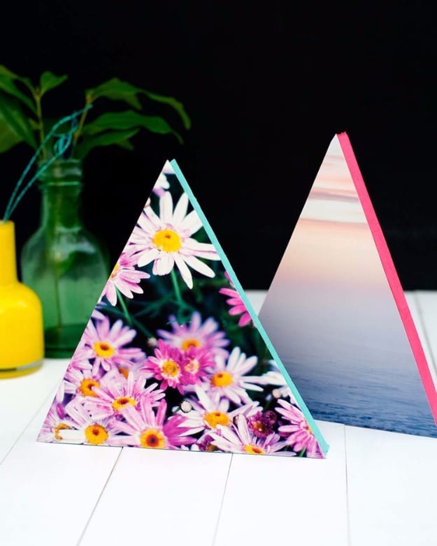 DIY Projects for Teenagers - DIY Neon Triangle Photo Frames - Cool Teen Crafts Ideas for Bedroom Decor, Gifts, Clothes and Fun Room Organization. Summer and Awesome School Stuff