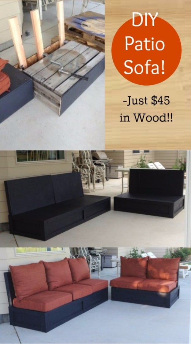 DIY Sofas and Couches - DIY Patio Sofa And Love Seat - Easy and Creative Furniture and Home Decor Ideas - Make Your Own Sofa or Couch on A Budget - Makeover Your Current Couch With Slipcovers, Painting and More. Step by Step Tutorials and Instructions #diy #furniture