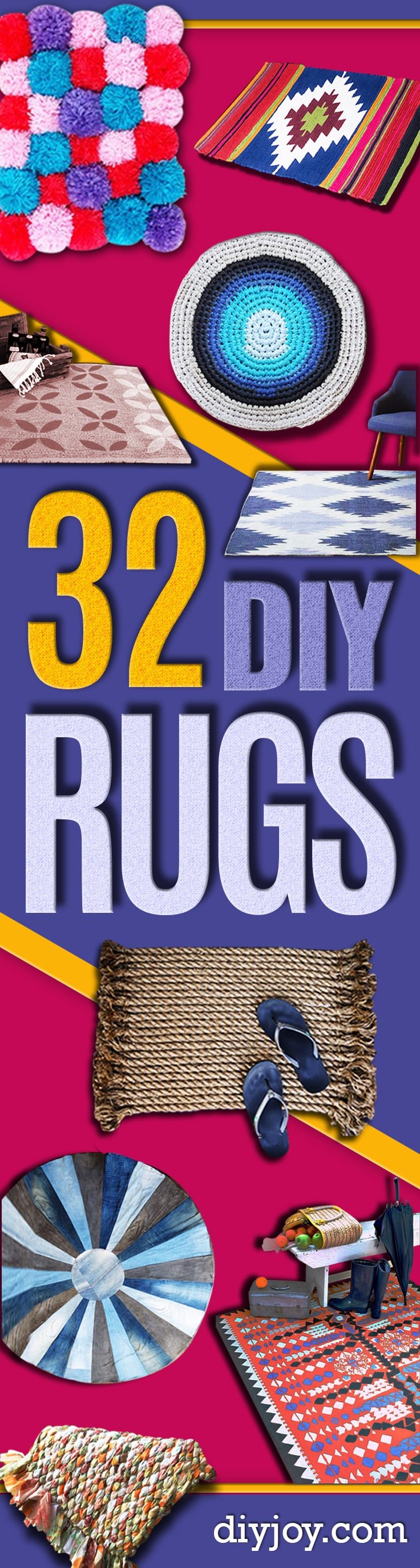 Easy DIY Rugs and Handmade Rug Making Project Ideas - Simple Home Decor for Your Floors, Fabric, Area, Painting Ideas, Rag Rugs, No Sew, Dropcloth and Braided Rug Tutorials