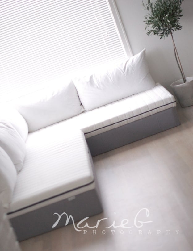 DIY Sofas and Couches - DIY Sofa With Ikea - Easy and Creative Furniture and Home Decor Ideas - Make Your Own Sofa or Couch on A Budget - Makeover Your Current Couch With Slipcovers, Painting and More. Step by Step Tutorials and Instructions http://diyjoy.com/diy-sofas-couches