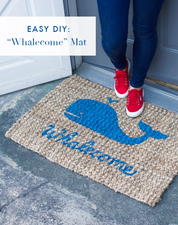 DIY Welcome Mats - DIY Whalecome Mat - Greet Guests in Style with These Easy and Cheap Home Decor Ideas for Your Entry. Doormat Tutorials for Creative Ways to Cover Your Floors and Front Door 