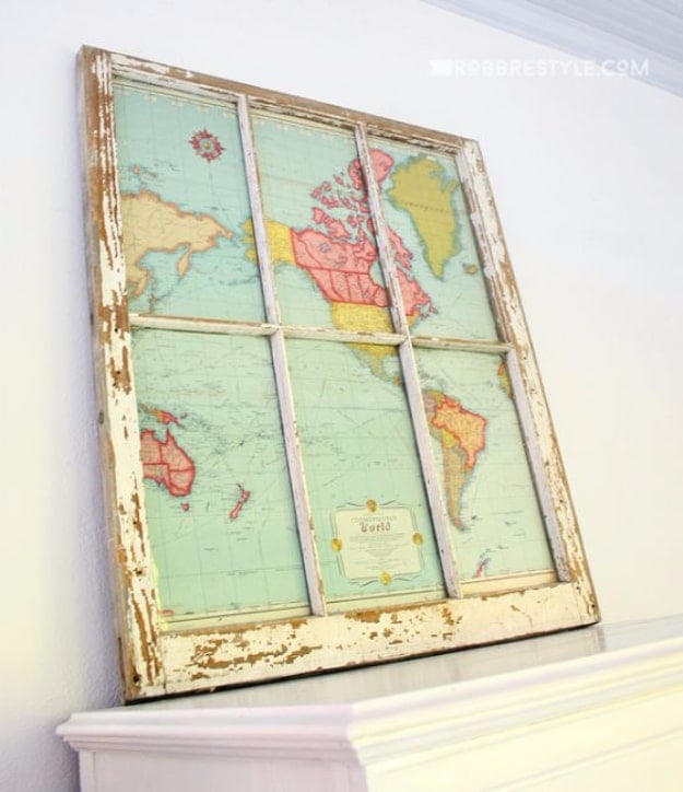  DIY Farmhouse Style Decor Ideas - DIY Window Map - Creative Rustic Ideas for Cool Furniture, Paint Colors, Farm House Decoration for Living Room, Kitchen and Bedroom #diy #diydecor #farmhouse #countrycrafts