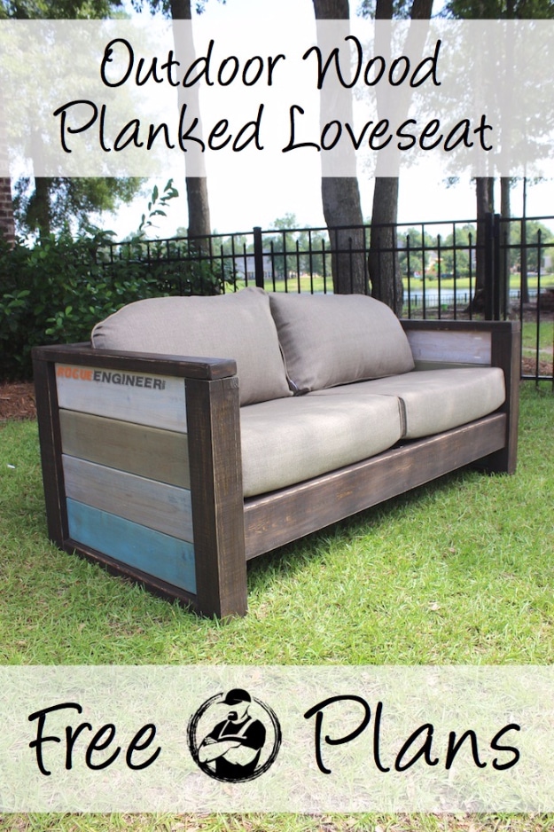 DIY Sofas and Couches - DIY Wood Plank Love Seat - Easy and Creative Furniture and Home Decor Ideas - Make Your Own Sofa or Couch on A Budget - Makeover Your Current Couch With Slipcovers, Painting and More. Step by Step Tutorials and Instructions #diy #furniture