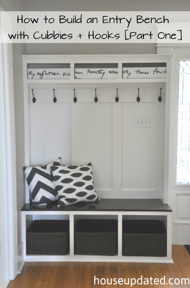 DIY Ideas for Your Entry - Entry Bench With Cubbies And Hooks - Cool and Creative Home Decor or Entryway and Hall. Modern, Rustic and Classic Decor on a Budget. Impress House Guests and Fall in Love With These DIY Furniture and Wall Art Ideas #diydecor #diyhomedecor