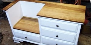 Repurpose a Dresser Into An Entryway Bench