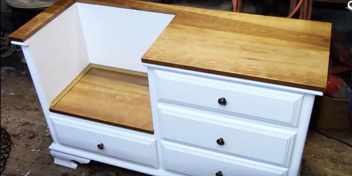 Repurpose a Dresser Into A Fabulous Entryway Bench!