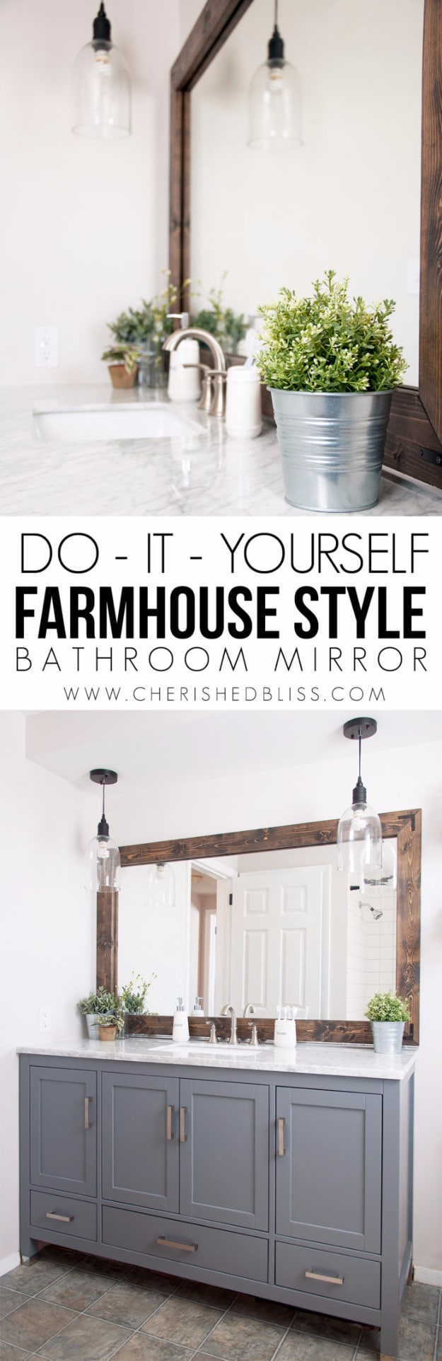  DIY Farmhouse Style Decor Ideas - Farmhouse Bathroom Mirror Tutorial - Creative Rustic Ideas for Cool Furniture, Paint Colors, Farm House Decoration for Living Room, Kitchen and Bedroom #diy #diydecor #farmhouse #countrycrafts