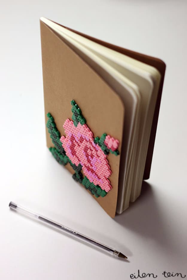 DIY Projects to Make and Sell on Etsy - Flowery Perler Notebook - Learn How To Make Money on Etsy With these Awesome, Cool and Easy Crafts and Craft Project Ideas - Cheap and Creative Crafts to Make and Sell for Etsy Shop #etsy #crafts