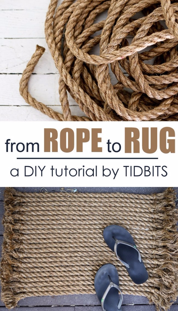 Easy DIY Rugs and Handmade Rug Making Project Ideas - From Rope To Rug DIY Tutorial - Simple Home Decor for Your Floors, Fabric, Area, Painting Ideas, Rag Rugs, No Sew, Dropcloth and Braided Rug Tutorials http://diyjoy.com/diy-rugs-ideas