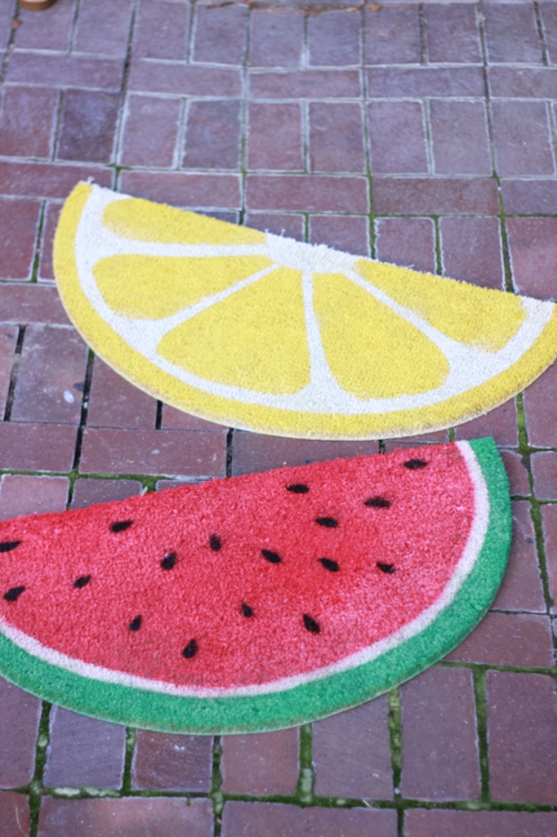 DIY Welcome Mats - Fruit Welcome Mat - Greet Guests in Style with These Easy and Cheap Home Decor Ideas for Your Entry. Doormat Tutorials for Creative Ways to Cover Your Floors and Front Door 