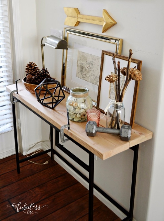 DIY Ideas for Your Entry - Hack A Farmhouse Entryway Table - Cool and Creative Home Decor or Entryway and Hall. Modern, Rustic and Classic Decor on a Budget. Impress House Guests and Fall in Love With These DIY Furniture and Wall Art Ideas #diydecor #diyhomedecor