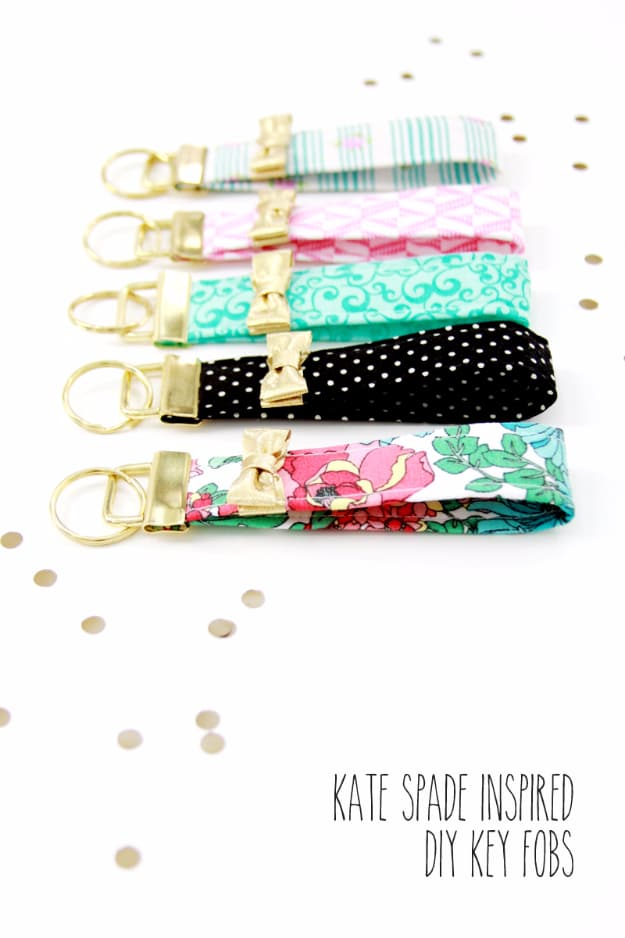 Quick DIY Gifts You Can Sew - Kate Spade Inspired Key Fobs - Best Sewing Projects for Gift Giving and Simple Handmade Presents - Free Sewing Patterns Easy #sewing #diygifts 