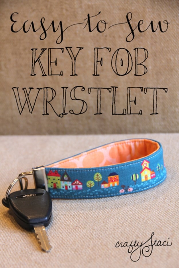  Sewing Crafts To Make and Sell - Key Fob Wristlet - Easy DIY Sewing Ideas To Make and Sell for Your Craft Business. Make Money with these Simple Gift Ideas, Free Patterns, Products from Fabric Scraps, Cute Kids Tutorials #sewing #crafts