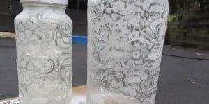 Stunning Lace Painted Shabby Chic Jars Are So Exquisite & So Easy!