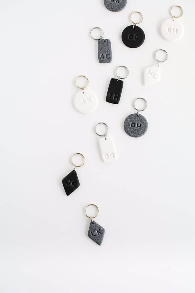 Cheap Crafts To Make and Sell - Monogrammed Clay Key Chains - Inexpensive Ideas for DIY Craft Projects You Can Make and Sell On Etsy, at Craft Fairs, Online and in Stores. Quick and Cheap DIY Ideas that Adults and Even Teens Can Make on A Budget #diy #crafts #craftstosell #cheapcrafts