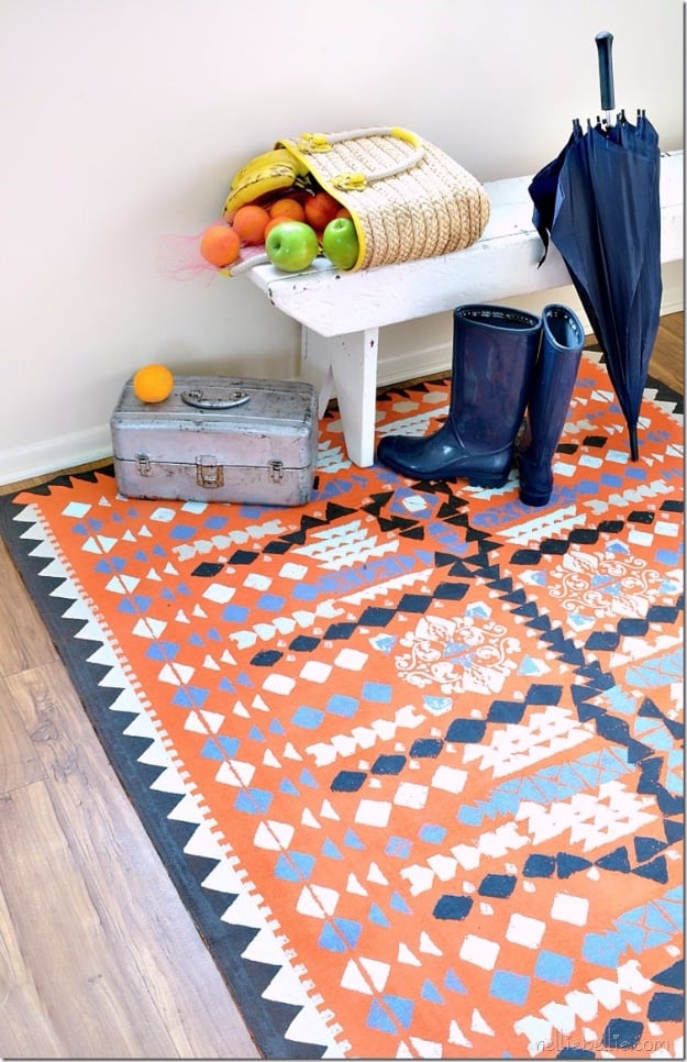 Easy DIY Rugs and Handmade Rug Making Project Ideas - Painted Dropcloth Rug - Simple Home Decor for Your Floors, Fabric, Area, Painting Ideas, Rag Rugs, No Sew, Dropcloth and Braided Rug Tutorials 