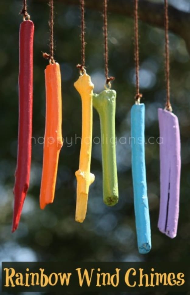 DIY Wind Chimes - Rainbow Wind Chimes - Easy, Creative and Cool Windchimes Made from Wooden Beads, Pipes, Rustic Boho and Repurposed Items, Silverware, Seashells and More. Step by Step Tutorials and Instructions #windchimes #diygifts #diyideas #crafts