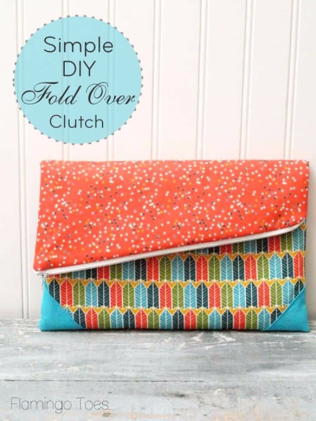  Sewing Crafts To Make and Sell - Simple DIY Fold Over Clutch - Easy DIY Sewing Ideas To Make and Sell for Your Craft Business. Make Money with these Simple Gift Ideas, Free Patterns, Products from Fabric Scraps, Cute Kids Tutorials #sewing #crafts