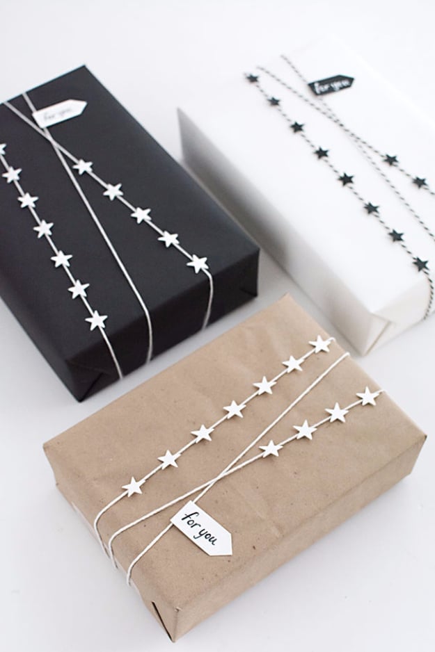 Cheap Crafts To Make and Sell - Star Garland Gift Wrap - Inexpensive Ideas for DIY Craft Projects You Can Make and Sell On Etsy, at Craft Fairs, Online and in Stores. Quick and Cheap DIY Ideas that Adults and Even Teens Can Make on A Budget #diy #crafts #craftstosell #cheapcrafts