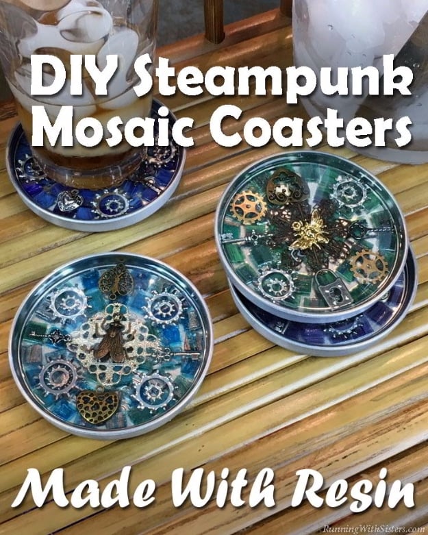 Cheap Crafts To Make and Sell - Steampunk Mosaic Coasters - Inexpensive Ideas for DIY Craft Projects You Can Make and Sell On Etsy, at Craft Fairs, Online and in Stores. Quick and Cheap DIY Ideas that Adults and Even Teens Can Make on A Budget #diy #crafts #craftstosell #cheapcrafts