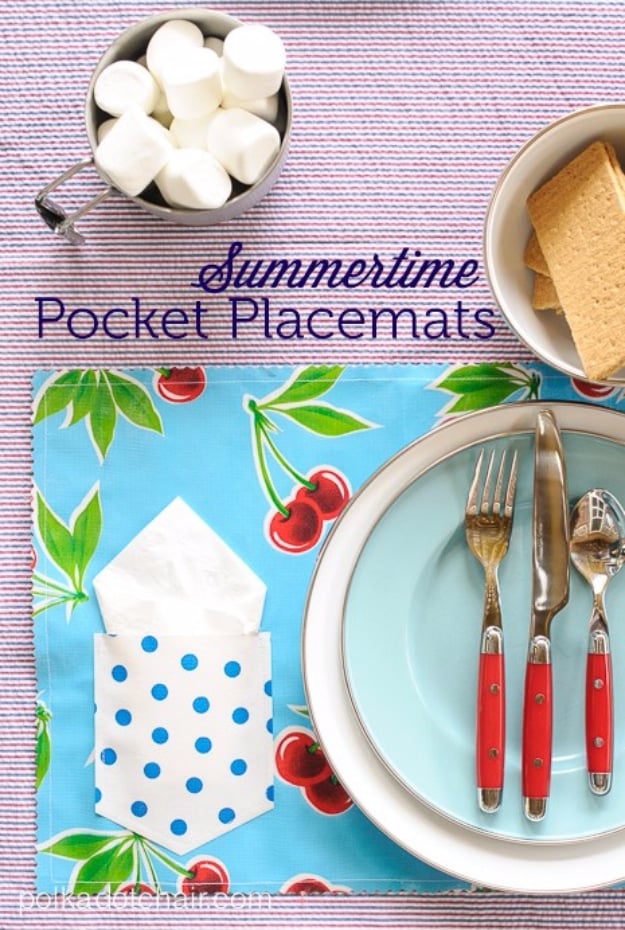  Sewing Crafts To Make and Sell - Summertime Pocket Placemats - Easy DIY Sewing Ideas To Make and Sell for Your Craft Business. Make Money with these Simple Gift Ideas, Free Patterns, Products from Fabric Scraps, Cute Kids Tutorials #sewing #crafts