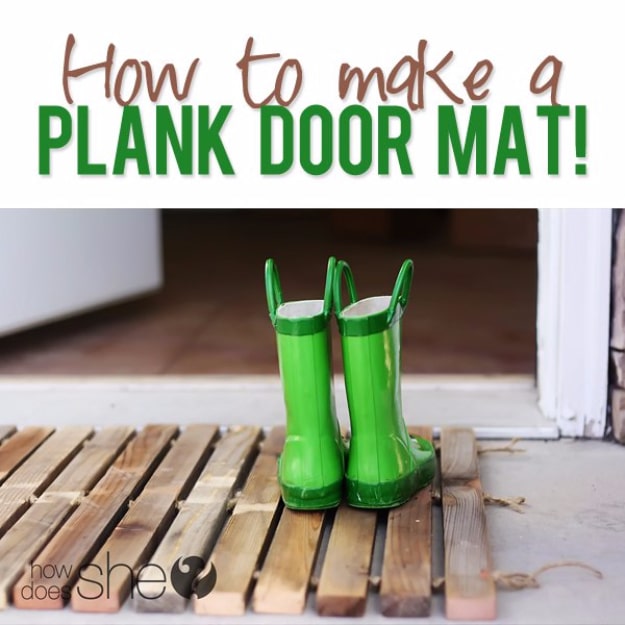 DIY Welcome Mats - Wood Plank Doormat - Greet Guests in Style with These Easy and Cheap Home Decor Ideas for Your Entry. Doormat Tutorials for Creative Ways to Cover Your Floors and Front Door 