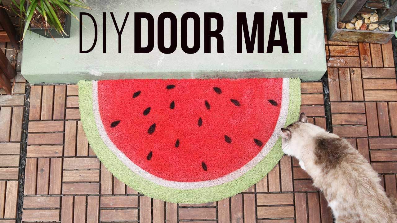 DIY Welcome Mats - Bring the Summer On With a Bright New Watermelon Door Mat! - Greet Guests in Style with These Easy and Cheap Home Decor Ideas for Your Entry. Doormat Tutorials for Creative Ways to Cover Your Floors and Front Door 